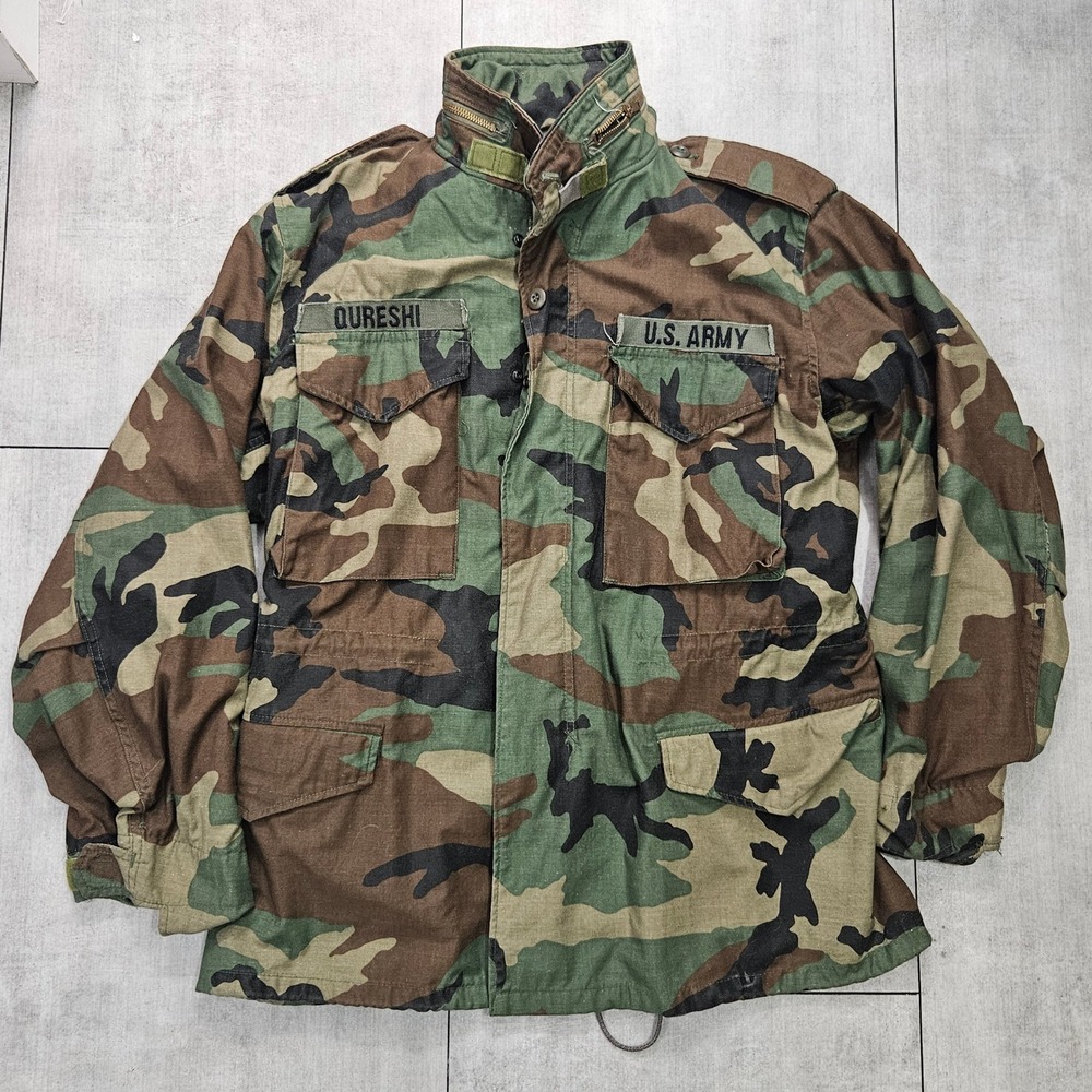 Vintage US Army M-65 Field Jacket Woodland Camo John Ownbey Co Medium Regularr84